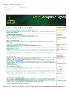 February 11 Campus e‐Update Campus e‐Update for February 11, 2016