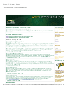 January 28 Campus e‐Update Campus e‐Update for January 28, 2016 STUDENT ANNOUNCEMENTS