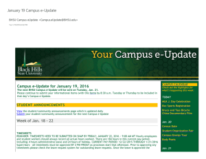 January 19 Campus e‐Update Campus e‐Update for January 19, 2016 STUDENT ANNOUNCEMENTS
