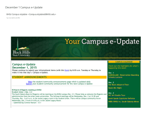 December 1 Campus e‐Update Campus e‐Update December 1, 2015 BHSU Campus eUpdate &lt;&gt;