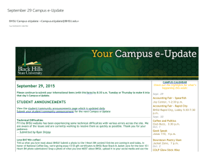 September 29 Campus e‐Update September 29, 2015 STUDENT ANNOUNCEMENTS BHSU Campus eUpdate &lt;&gt;