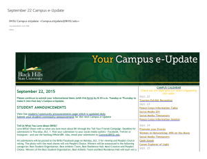 September 22 Campus e‐Update September 22, 2015 STUDENT ANNOUNCEMENTS BHSU Campus eUpdate &lt;&gt;