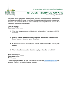 Student Service Award In Recognition of Our Outstanding Employees