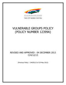 VULNERABLE GROUPS POLICY (POLICY NUMBER 12399A)
