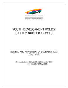 YOUTH DEVELOPMENT POLICY (POLICY NUMBER 12398C)
