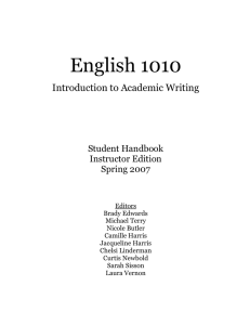 English 1010  Introduction to Academic Writing Student Handbook