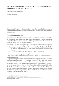 ANOTHER VERSION OF ‘‘EXOTIC CHARACTERIZATION OF A COMMUTATIVE -ALGEBRA’’ H