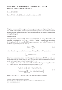 WEIGHTED NORM INEQUALITIES FOR A CLASS OF ROUGH SINGULAR INTEGRALS