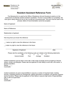 Resident Assistant Reference Form