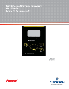 Installation and Operation Instructions FTA550 Series Jockey XG Pump Controllers NS550-01