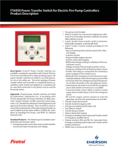 FTA950 Power Transfer Switch for Electric Fire Pump Controllers Product Description