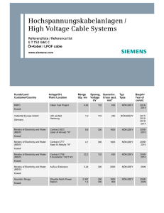 Hochspannungskabelanlagen / High Voltage Cable Systems  Referenzliste / Reference list