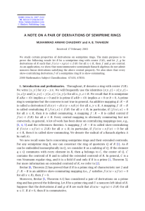 A NOTE ON A PAIR OF DERIVATIONS OF SEMIPRIME RINGS