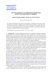 ON THE GEOMETRY OF RIEMANNIAN MANIFOLDS