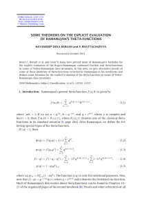 SOME THEOREMS ON THE EXPLICIT EVALUATION OF RAMANUJAN’S THETA-FUNCTIONS