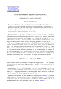 ON THE RANGES OF DISCRETE EXPONENTIALS FLORIN CARAGIU and MIHAI CARAGIU