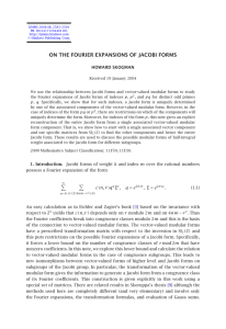 ON THE FOURIER EXPANSIONS OF JACOBI FORMS HOWARD SKOGMAN