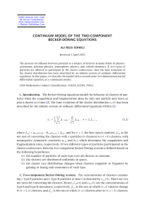 CONTINUUM MODEL OF THE TWO-COMPONENT BECKER-DÖRING EQUATIONS ALI REZA SOHEILI