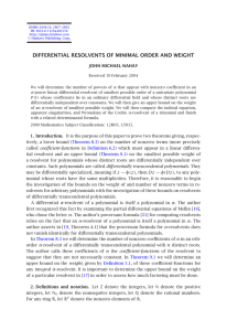 DIFFERENTIAL RESOLVENTS OF MINIMAL ORDER AND WEIGHT JOHN MICHAEL NAHAY