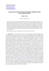LARGE DEVIATIONS FOR EXCHANGEABLE OBSERVATIONS WITH APPLICATIONS JINWEN CHEN