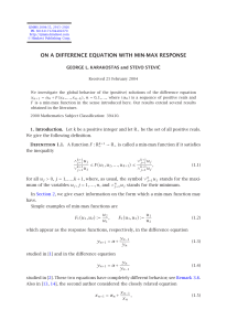 ON A DIFFERENCE EQUATION WITH MIN-MAX RESPONSE C