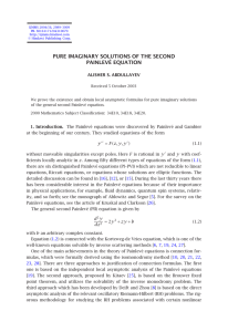 PURE IMAGINARY SOLUTIONS OF THE SECOND PAINLEVÉ EQUATION ALISHER S. ABDULLAYEV