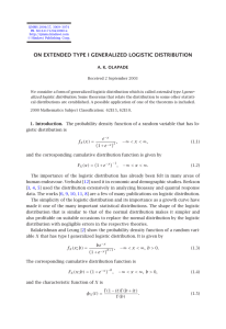ON EXTENDED TYPE I GENERALIZED LOGISTIC DISTRIBUTION A. K. OLAPADE