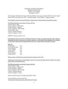 WESTERN ILLINOIS UNIVERSITY BOARD OF TRUSTEES Minutes of the Meeting December 14, 2012