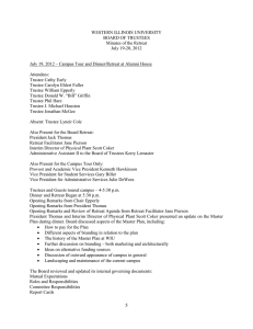 WESTERN ILLINOIS UNIVERSITY BOARD OF TRUSTEES Minutes of the Retreat July 19-20, 2012