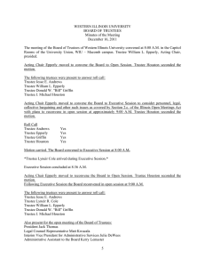 WESTERN ILLINOIS UNIVERSITY BOARD OF TRUSTEES Minutes of the Meeting December 16, 2011