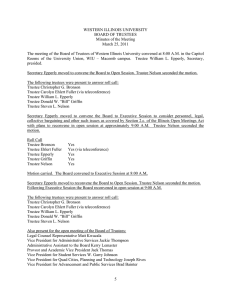 WESTERN ILLINOIS UNIVERSITY BOARD OF TRUSTEES Minutes of the Meeting March 25, 2011