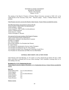 WESTERN ILLINOIS UNIVERSITY BOARD OF TRUSTEES Minutes of the Meeting January 18, 2011