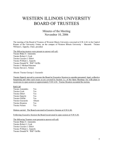 WESTERN ILLINOIS UNIVERSITY BOARD OF TRUSTEES  Minutes of the Meeting