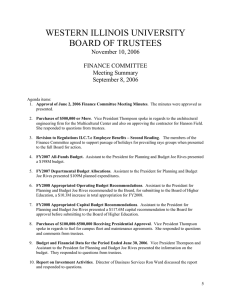 WESTERN ILLINOIS UNIVERSITY BOARD OF TRUSTEES November 10, 2006