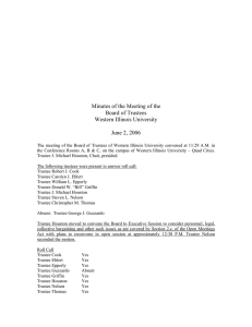 Minutes of the Meeting of the Board of Trustees Western Illinois University