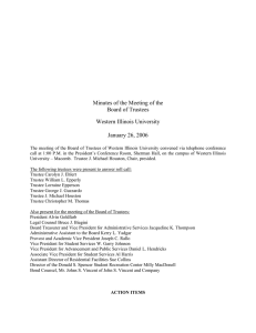 Minutes of the Meeting of the Board of Trustees Western Illinois University