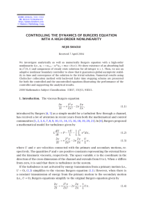 CONTROLLING THE DYNAMICS OF BURGERS EQUATION WITH A HIGH-ORDER NONLINEARITY NEJIB SMAOUI