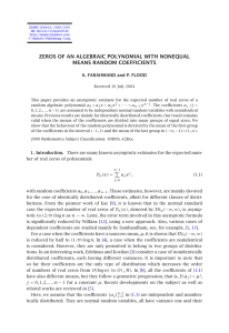 ZEROS OF AN ALGEBRAIC POLYNOMIAL WITH NONEQUAL MEANS RANDOM COEFFICIENTS