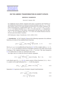 ON THE LEBEDEV TRANSFORMATION IN HARDY’S SPACES SEMYON B. YAKUBOVICH