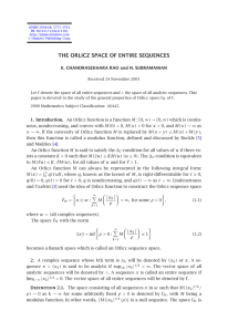 THE ORLICZ SPACE OF ENTIRE SEQUENCES