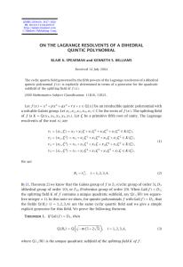 ON THE LAGRANGE RESOLVENTS OF A DIHEDRAL QUINTIC POLYNOMIAL
