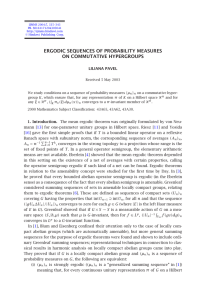 ERGODIC SEQUENCES OF PROBABILITY MEASURES ON COMMUTATIVE HYPERGROUPS LILIANA PAVEL