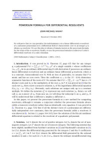 POWERSUM FORMULA FOR DIFFERENTIAL RESOLVENTS JOHN MICHAEL NAHAY