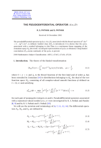 THE PSEUDODIFFERENTIAL OPERATOR R. S. PATHAK and S. PATHAK