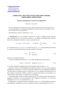 COMPLETELY MULTIPLICATIVE FUNCTIONS ARISING FROM SIMPLE OPERATIONS VICHIAN LAOHAKOSOL and NITTIYA PABHAPOTE