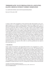 THERMOELASTIC WAVE PROPAGATION IN A ROTATING ELASTIC MEDIUM WITHOUT ENERGY DISSIPATION