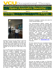 Alumni Association Newsletter From the Chair       ….Dr.