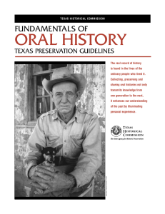 ORAL HISTORY FUNDAMENTALS OF TEXAS PRESERVATION GUIDELINES
