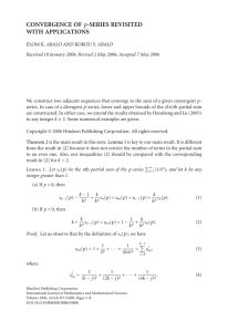 CONVERGENCE OF WITH APPLICATIONS p