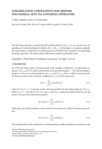 LINEARIZATION COEFFICIENTS FOR SHEFFER POLYNOMIAL SETS VIA LOWERING OPERATORS